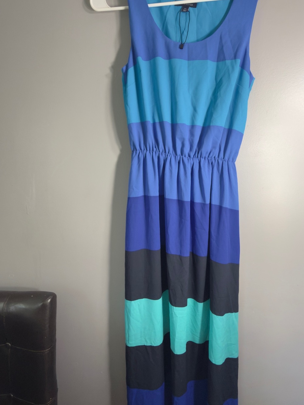 Striped Blue & Teal Sleeveless Maxi Dress